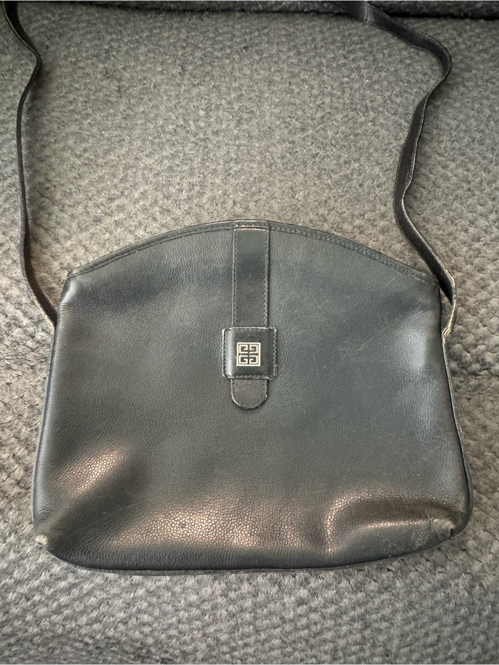 Givenchy Black Pebbled Leather Shoulder Bag with Silver Logo